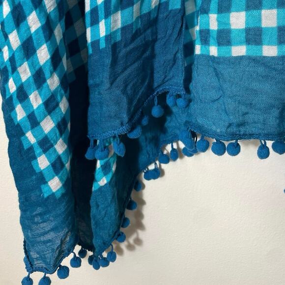 Shiraleah Blue Plaid Vest With Pom Poms - Picture 4 of 4